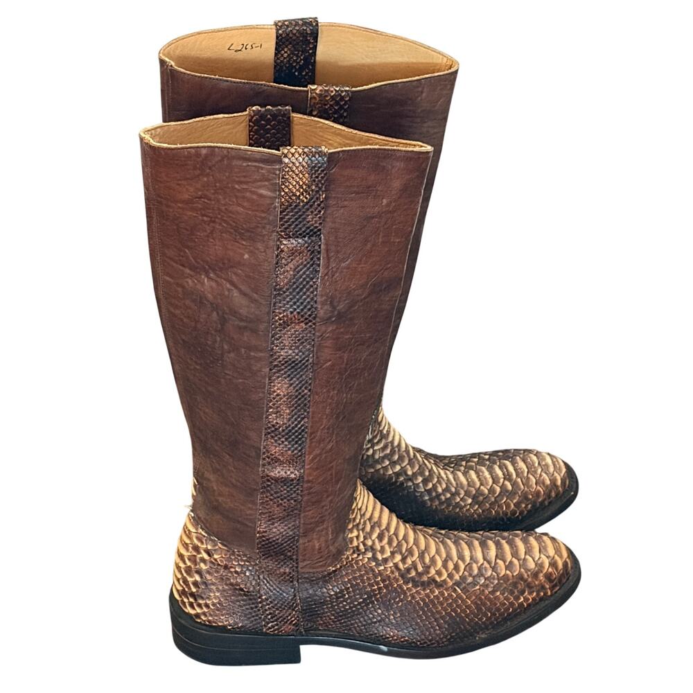 Old Gringo Genuine Exotic Snakeskin Tall Western Boots 7B Brown Vintage